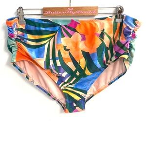 (B21) NEW Kona Sol Floral HighWaisted Bikini Bottoms ONLY, Size 2X, NWOT